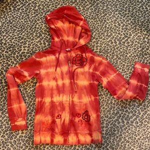 Free people tie-dyed and embroidered zip up sweatshirt